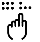 immagine grafica di mano che legge un testo braille